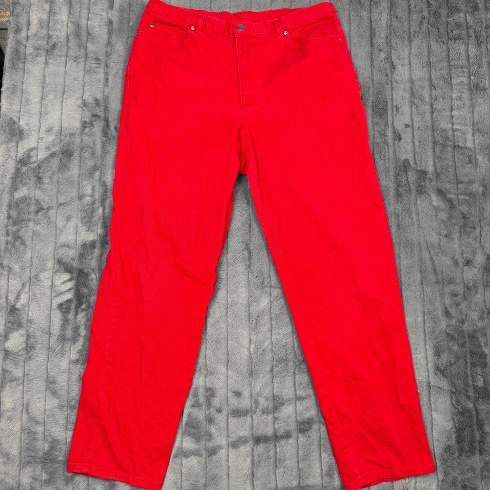Crazy Horse Liz Claiborne Red Denim Straight Leg Jeans Womens 16 High Rise